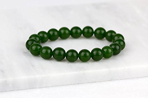 LOVEKUSH Dark Jade Bracelet, Dark Green Bracelet, Jade Green Jewelry, Everyday Bracelet, Jade Jewelry Gift, Nephrite Bracelet, Imperial Jade 6mm Code- WAR9022