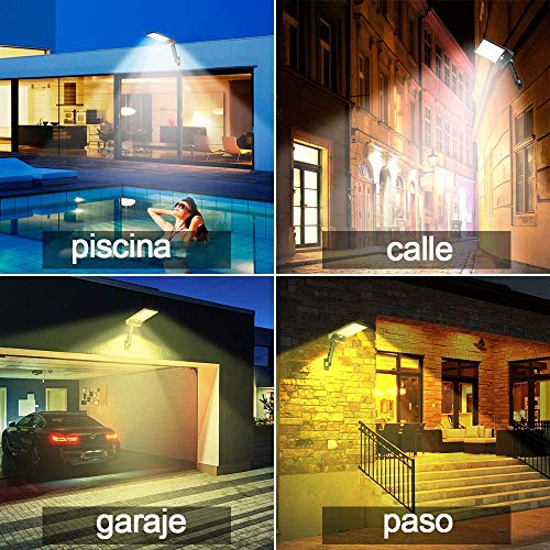 Luces solares al aire libre, Super brillante 48 LEDs, IP65 impermeable con control remoto, luces solares del sensor de movimiento con 3 modos para el jardín, camino, entrada (2PACK)