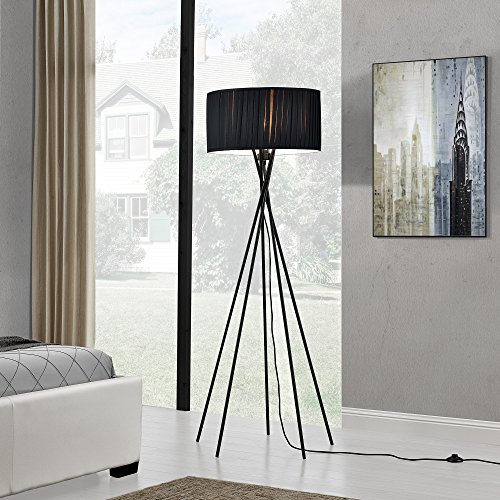 [lux.pro] Lámpara de pie 'Black Mikado' - Bombilla excluida - E27 / 60 W / 230 V - Negro (155cm - 48 cm) - Design