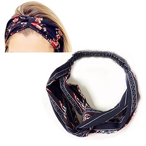 LZYMSZ Diademas de la Mujer Floral Print Headwrap Twist Nudo Pelo Banda Yoga Cabeza Wraps