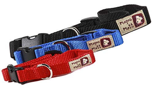 Magno Mutt – Advanced magnético – Cherry Rojo – Collar de perro grande (19 ¾ – 26 ½ – en). Ahora con anilla en D de metal nuevo