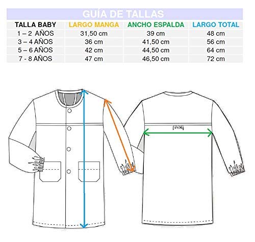 Mandilón, babi o Bata Escolar para Colegio o Guardería Bordado con el Nombre del Niño/Niña. Modelo Marvel Tallas Disponibles. (Marino/Marino, 5-6 Años)