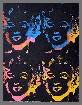 Marilyns - Póster de Andy Warhol Four (marco de aluminio), color negro