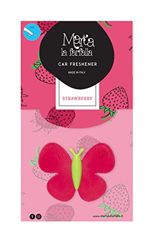 Marta la Farfalla - Paquete de 3 mariposas perfumadas con fragancia de fresa para aromatizar el coche o el hogar