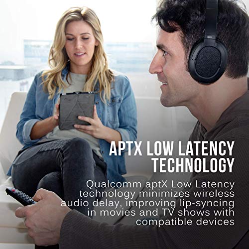 MEE audio - Matrix Cinema, Auriculares Bluetooth, cancelación Activa de Ruido, aptX Baja latencia, batería Larga duración, Auriculares, Funda Protectora de Transporte incluida.