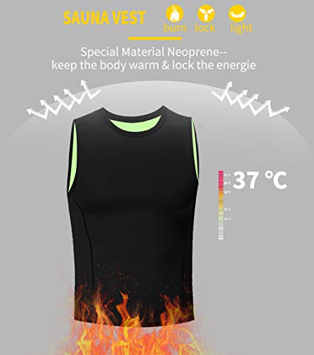 MISS MOLY Chaleco Sauna Shaper para Hombres Neopreno Camiseta Vest de Sudoración Faja Reductora Adelgazante Abdomen Hot Waist Trainer Tank Top Quema Grasa Musculación Gimnasia Deportivo