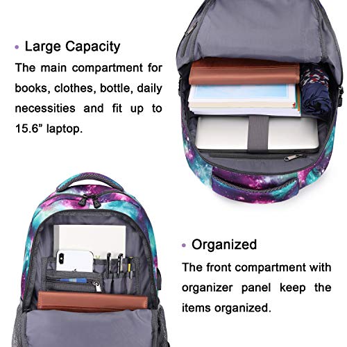 Mochilas Escolares Juveniles, Mochila PortáTil para NiñOs NiñAs se Adapta a 15.6 Pulgadas PortáTil Unisex Ligera 30L Mochila Universitaria con Puerto USB para Mujeres Hombres