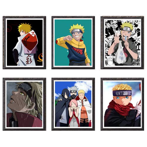 MS Fun Boruto Fire of Ninja Hokage Naruto Sasuke Kakashi - Impresión de anime (8 x 10 pulgadas), sin marco, juego de 6 unidades