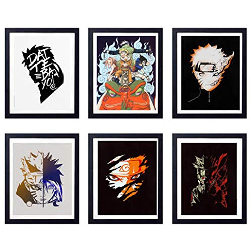 MS Fun Legend of Ninja Anime japonés Uzumaki Naruto Uchiha Sasuke Art Prints, juego de 6,8 x 10 pulgadas, sin marco