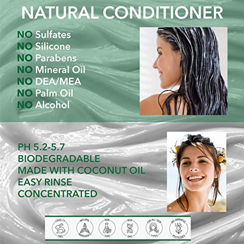 NATURAL - ACONDICIONADOR HIDRATANTE - COCO, MORINGA, ARGAN & YLANG YLANG - 250 ml - por Fine Line Apothecary - Sin Sulfatos, Sin Parabenos, Sin Silicona. Concentrado, Fàcil de Enjuagar.