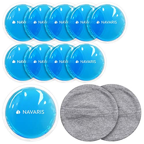 Navaris Set de 10 compresas de gel - Almohadillas para calor frío reutilizables - Bolsas para el alivio de dolor migraña lactancia hinchazón