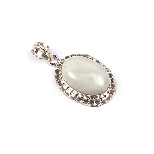 Neerupam Collection Piedra Preciosa del Arco Iris Blanco Natural, Colgante Plateado Hecho a Mano, joyería de Moda para Mujer (PD-48)