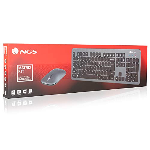 NGS Matrix Kit Teclado + RATÓN INALÁMBRICOS Ultra Plano Teclas SILENCIOSAS (QWERTY Español)