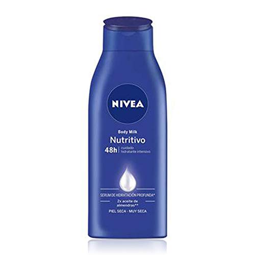 NIVEA Body Milk Nutritivo (1 x 400 ml), leche corporal para una hidratación profunda durante 48 h, crema hidratante corporal con aceite de almendras para piel muy seca