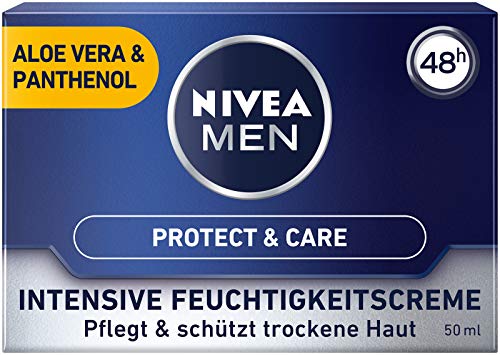 Nivea Men - Crema hidratante Protect & Care para el cuidado de la piel, con aloe vera y pantenol, protección frente a la piel seca, 3 unidades (3 x 50 ml)