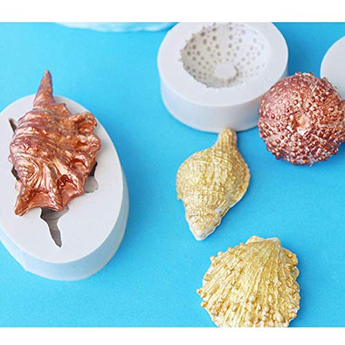 Ocean Animals Cake Silicone Fondant Mould 3D Starfish Sea Shell Conch Cake Decorating Chocolate Candy Jabón Hornear Molde Cocina Sugarcraft DIY Estilo de 6