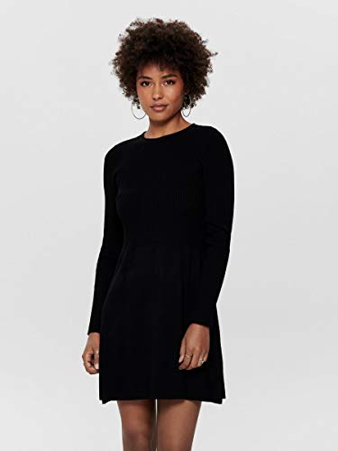 Only ONLALMA L/S O-Neck Dress KNT Noos Vestido, Negro (Black Black), L para Mujer