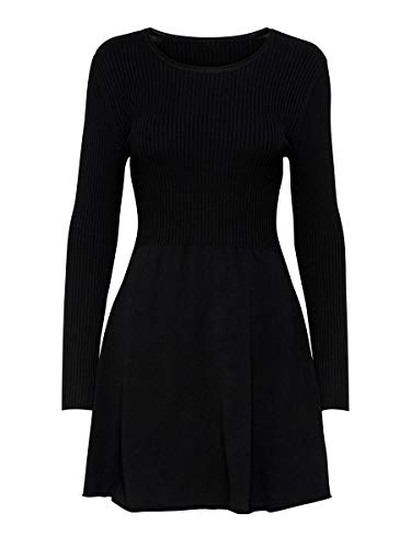 Only ONLALMA L/S O-Neck Dress KNT Noos Vestido, Negro (Black Black), L para Mujer