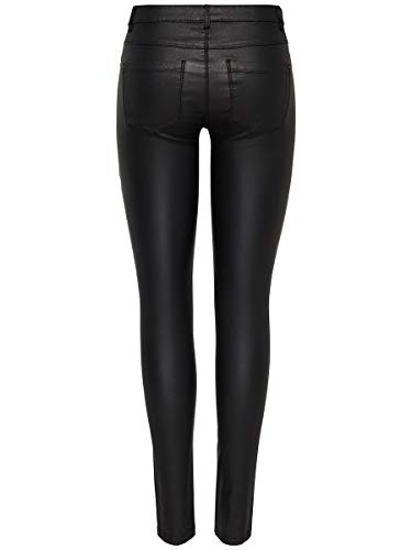 ONLY onlNEW ROYAL REG SK. BIKER COATED NOOS, Pantalones Mujer, Negro (Black), XS/L32 (Talla del fabricante: X-Small)