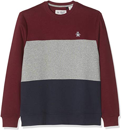 Original Penguin Colour Block Sudadera, Multicolor (Tawny Port 608), S para Hombre