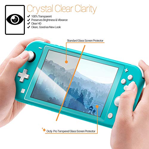 Orzly Protector Pantalla Nintendo Switch Lite – Protector de Pantalla Templado [Pack de 4] Vidrios Cristal Completa Proteccion TGSP Anti-Scratch para Nintendo Switch Lite (2019)