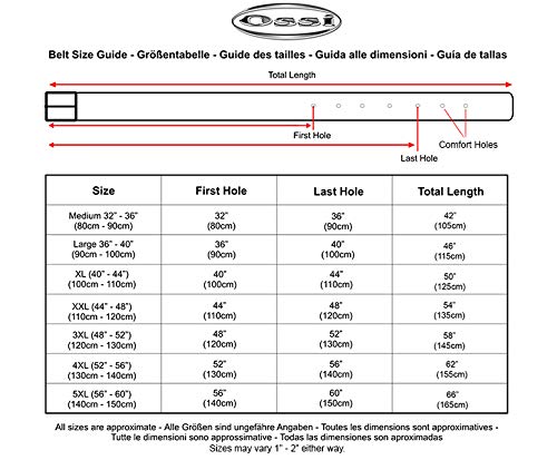 Ossi 38mm cinturón piel con refuerzo tan (tamaños 112cm - 122cm)