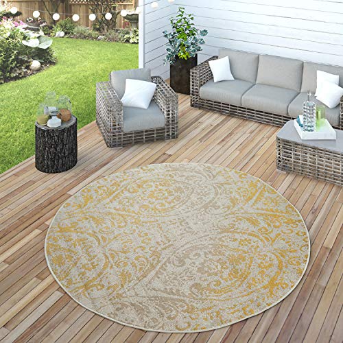 Paco Home Alfombra Interior/Exterior Oriental Amarillo Crema, tamaño:160x220 cm