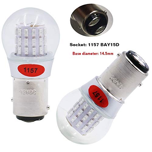 Paquete de 2-1157 BAY15D 1016 1034 7528 2057 2357 Luz LED Rojo Extremadamente Brillante, No Polarizada 12V-DC AMAZENAR 3014 39 SMD Bombilla Luces de Estacionamiento luces Traseras Luz de Freno