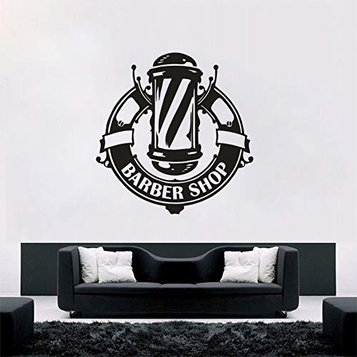 Peluquería logo etiqueta de la ventana peluquería decoración barbería logo barbería vinilo pared calcomanía extraíble mural decorativo A8 42x43cm