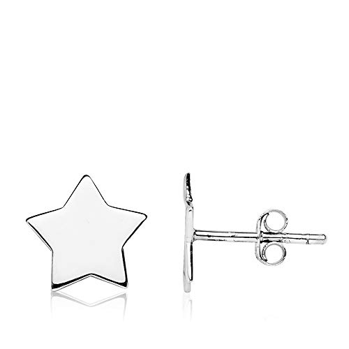 Pendientes Plata de ley 925 estrella y Gargantilla Plata Mujer con chapitas con forma de estrellitas colgando.