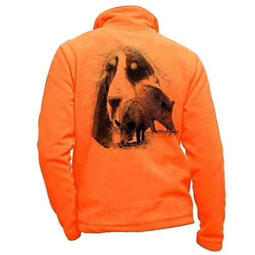 Pets-easy - Chaqueta polar con un jabalí, para perro, gran gascón de San Valentín, Hombre, color naranja, tamaño medium