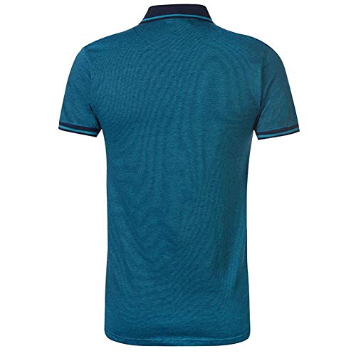 Pierre Cardin - Polo de rayas finas para hombre, con firma bordada Azul marino/verde azulado. XXL