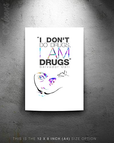 Póster citar pre firmado de Salvador Dali - 30x20 cm - I don't do drugs, I AM drugs