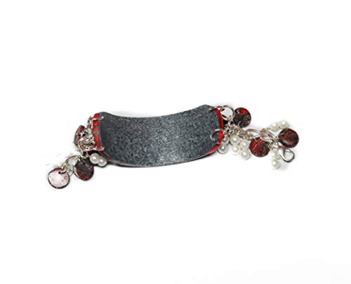 Pulsera de color rojo, negro, gris y blanco, Boho pulsera de regalo de declaración de regalos de Black Friday, joyería hecha a mano para mujeres y niñas, pulsera de perlas blancas.