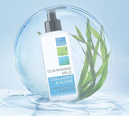 Pure Marine - Leche Limpiadora Suave con Colágeno y Algas 200 ml - Contorno de Ojos y Cara - Todo Tipo de Piel