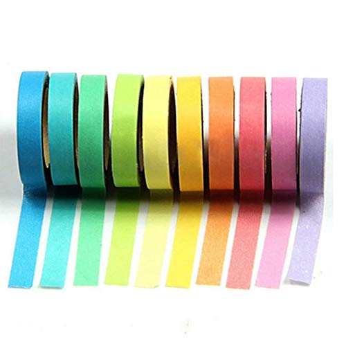 Qpower, Washi Rainbow, 10 X Decorativo de Washi Tape Arco Iris Rollos de Papel Para Manualidades Diy