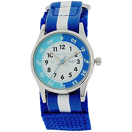 Reflex REFK0001 - Reloj para aprender la hora para niños tiempo (cierre fácil) con diploma condecorativo, color azul y blanco