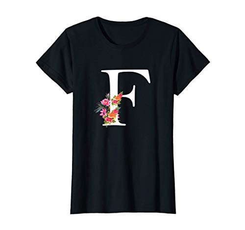 Regalo De Letras Del Abecedario Floral - Nombre Con F Flor Camiseta