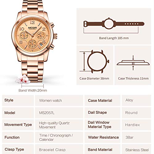 Reloj Analógico Automático para Mujer, Relojes Analógicos Moda Casual para Mujer con Banda de Acero Inoxidable (2057 Rosa)