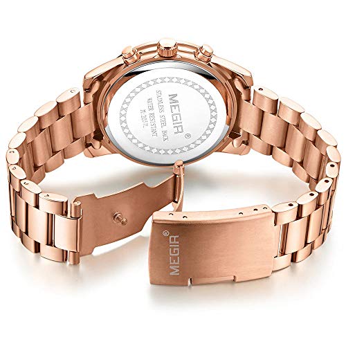 Reloj Analógico Automático para Mujer, Relojes Analógicos Moda Casual para Mujer con Banda de Acero Inoxidable (2057 Rosa)