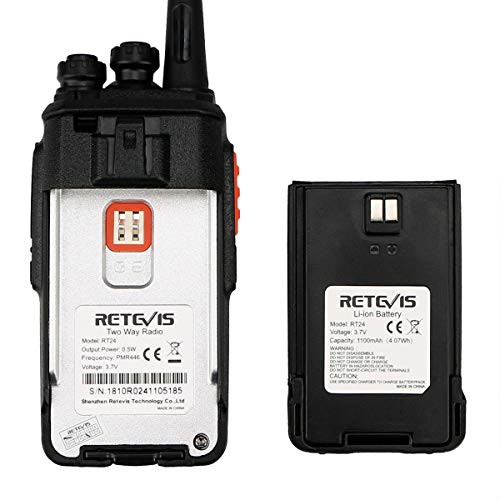 Retevis RT24 Walkie Talkie Recargable PMR446 sin Licencia 16 Canales CTCSS DCS Walkies Profesionales con Cargador USB y Auriculars (Negro,2 Pares)