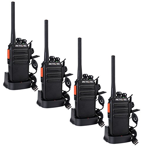 Retevis RT24 Walkie Talkie Recargable PMR446 sin Licencia 16 Canales CTCSS DCS Walkies Profesionales con Cargador USB y Auriculars (Negro,2 Pares)