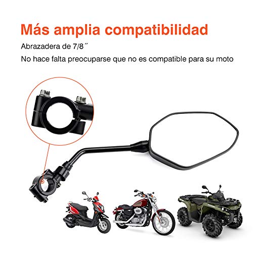 Retrovisores Moto 10mm Espejos Laterales con Abrazadera Homologado Universal