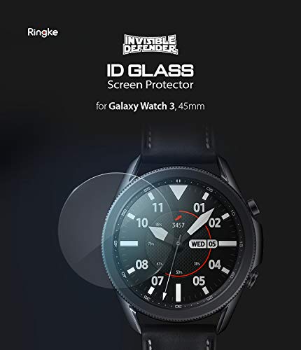 Ringke Invisible Defender Vidrio Templado [4 Pack] Protector de Pantalla Compatible con Galaxy Watch 3 45mm Cristal Transparente Definitivo Calidad de Alta Definición Tecnología de Dureza 9H