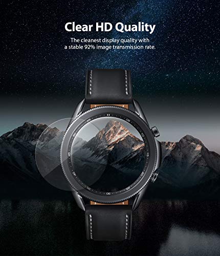 Ringke Invisible Defender Vidrio Templado [4 Pack] Protector de Pantalla Compatible con Galaxy Watch 3 45mm Cristal Transparente Definitivo Calidad de Alta Definición Tecnología de Dureza 9H