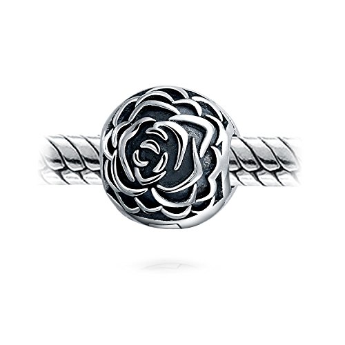 Rose Bloom Floral Separador De De E Mujer El Abalorios Del Cordón De Plata Esterlina Oxidado Snap Clasp Pulsera Europea