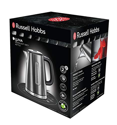 Russell Hobbs Luna Moonlight - Hervidor de Agua Eléctrico (2400 W, 1,7l, Acero Inox, Gris Plateado) - ref. 23211-70