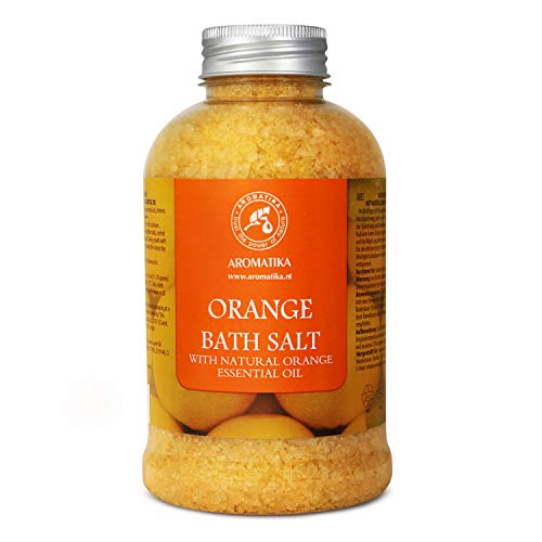 Sal de Baño de Orange 600g - Sal Marina con Aceite de Naranja para Dormir - Reducción de Estrés - Belleza - Baños - Cuidado Corporal - Relajación - Spa