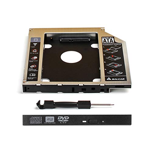 Salcar® - Adaptador de Disco Duro SATA 2,5" - 2. HDD Caddy Kit - Reemplaza Unidad óptica SATA 12,7mm - para Laptop SATA