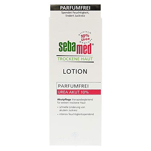 Sebamed Loción para piel seca, 10 % de urea, sin perfume, loción hidratante con aceite de almendras dulces para hombres y mujeres, alivia notablemente los picores y ayuda a suavizar la piel muy seca